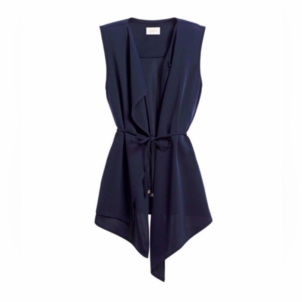Chicos Navy Sleeveless Drape Vest